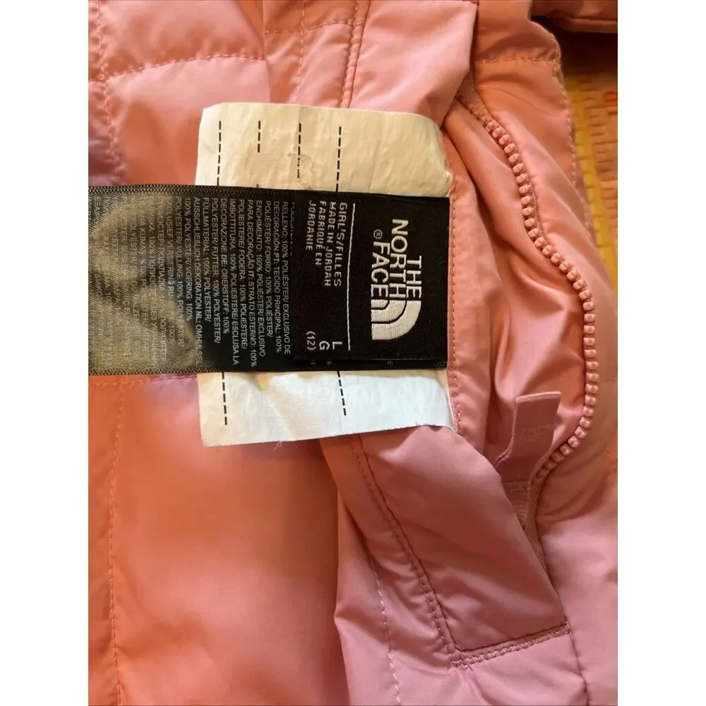 The North Face Jacket Girls L 12 Reversible Coral Pink Fuzzy Teddy Coat Warm